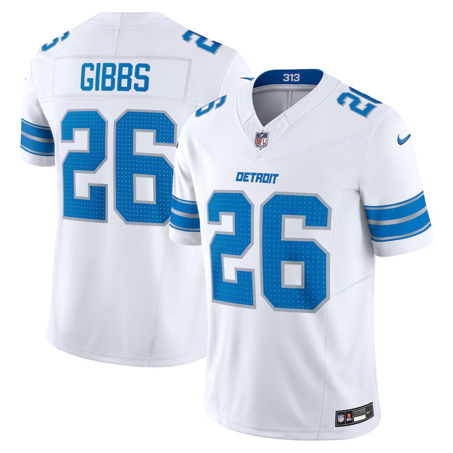 Men Detroit Lions #26 Jahmyr Gibbs Nike White Vapor F.U.S.E. Limited NFL Jersey